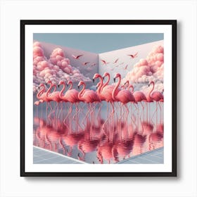 Pink Flamingos Art Print