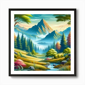 Mountain Landscapes For Peaceful Ambiance Art Print