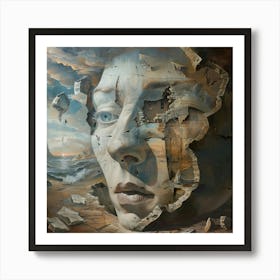 Fragmented Realities: A Visage of Time Art Print