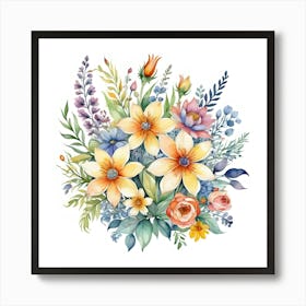 Watercolor Bouquet Of Flowers Art Print