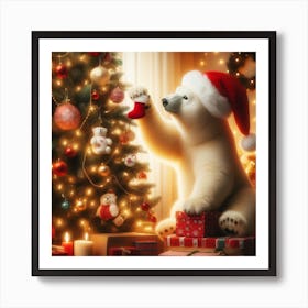 Christmas Polar Bear Art Print