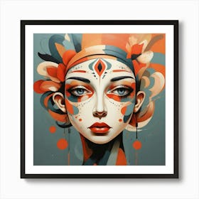 Default Folk Abstract Face Illustration 0 Art Print