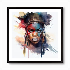 Watercolor African Warrior Woman  #4 Art Print