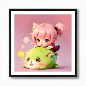 Cute Anime Girl Art Print