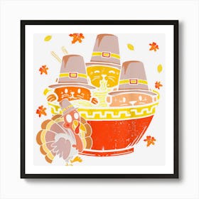 Pilgrim Cats Ramen Thanksgiving Japanese Noodles Food Lover Art Print