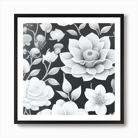 Black And White Flowers 7 Art Print