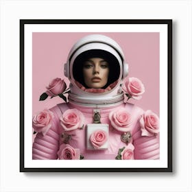 Pink Roses Astronaut 2 Art Print