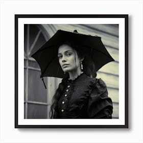 Victorian Woman Holding Umbrella 1 Art Print