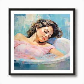 Woman Sleeping In A Bathtub Affiche