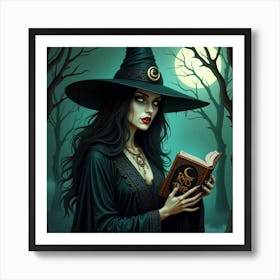 Flux Dev A Hauntingly Beautiful Illustration Of A Witch Shroud 0 Art Print