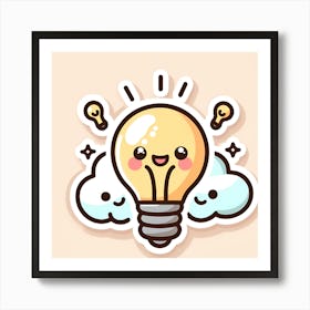 Kawaii Light Bulb Art Print