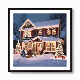 Christmas Lights On A House 5 Art Print