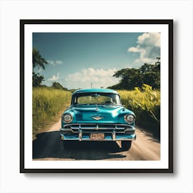 Classic Car On A Dirt Road Art Print