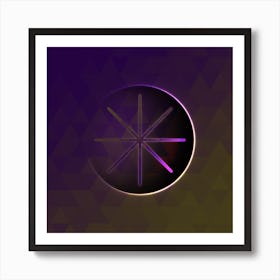 Geometric Neon Glyph Abstract on Jewel Tone Triangle Pattern 251 Art Print