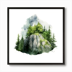 Watercolor Of A Mountain Art Print