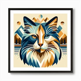 Tiramisu Low Poly Cat Art Print