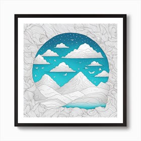 Mountains And Clouds In The Sky Art Print