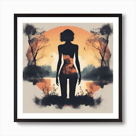 Silhouette Of A Woman 3 Art Print