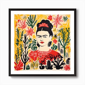 Frida Kahlo in Cactus Garden Art Print