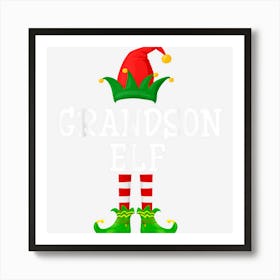 Grandson Elf Funny Group Family Matching Christmas Pajamas Art Print