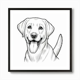 Line Art labrador dog Art Print