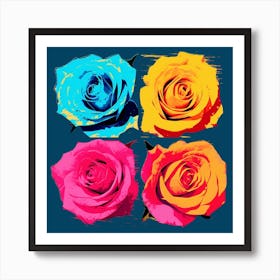 Andy Warhol Style Pop Art Flowers Rose 1 Square Art Print