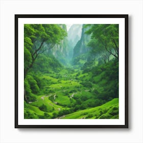 Green Valley In The Mountains Art Print