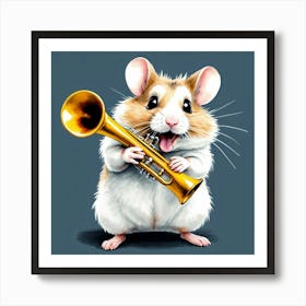 Hamster Playing A Trumpet 4 Art Print