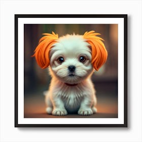 Cute Dog With Orange Hair Art Print