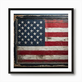 An Antique American Flag Resplendent With Immaculate Red Stars Scattered Against A Deep Blue Backgr (3) Art Print