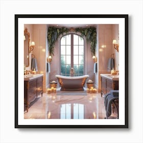 Default A Serene Bathroom Interior Illustration In Vibrant Dig 3 Art Print