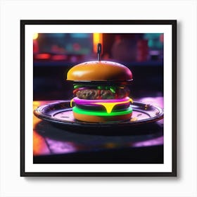 Neon Burger 10 Art Print