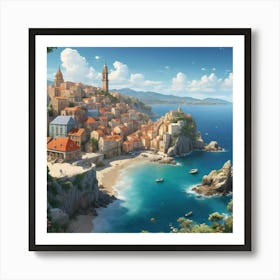 Village By The Sea City art print 1 Art Print