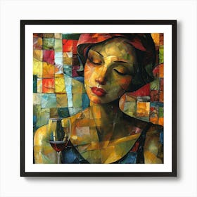 Woman With A Glass Of Wine Art Print