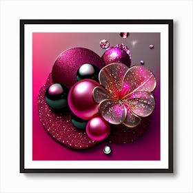 Glitter Splash Of Rose Art Print