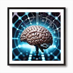 Brain With Artificial Intelligence Art Print