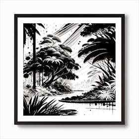 Jungle In Black And White Art Print