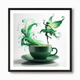 Tinker Bell Dancing Over Coffee Art Print