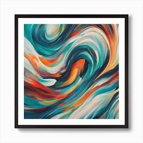 Fluid Momentum Abstract Symphony In Cool Hues Art Print