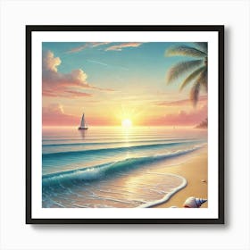 Sunset On The Beach Art Print