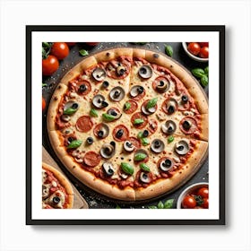 Classic Pizza A Classic Pizza With A Perfectly Baked Crust Bubbling Cheese Tangy Tomato Sauce And A Art Print