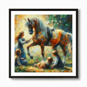 Little Girls And Horse Art Print