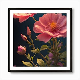 Pink Flowers  Art Print
