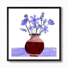 Lavender Flowers In White Square Art Print