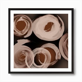 Circular Brush Marks Shades Of Brown & Beige Art Print