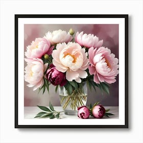 Peonies In A Vase 2 Art Print