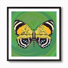 Mechanical Butterfly The Callicore Aegina On A Grass Green Background Art Print