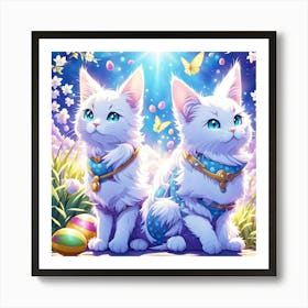 Happy EASTER Day Cats Art Print