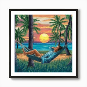 Sunset In A Hammock Art Print