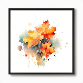 Watercolor Autumn Leaves Art Print